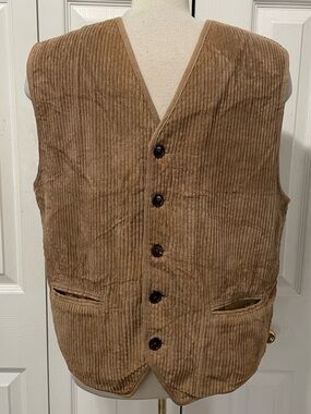 Men's Tan Corduroy Button Vest